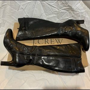 J. CREW RICHMOND LEATHER HEELED BOOTS EXTENDED CALF BLACK